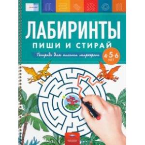 Лабиринты. Пиши и стирай. Тетрадь для письма маркером для детей 4-5-6 лет