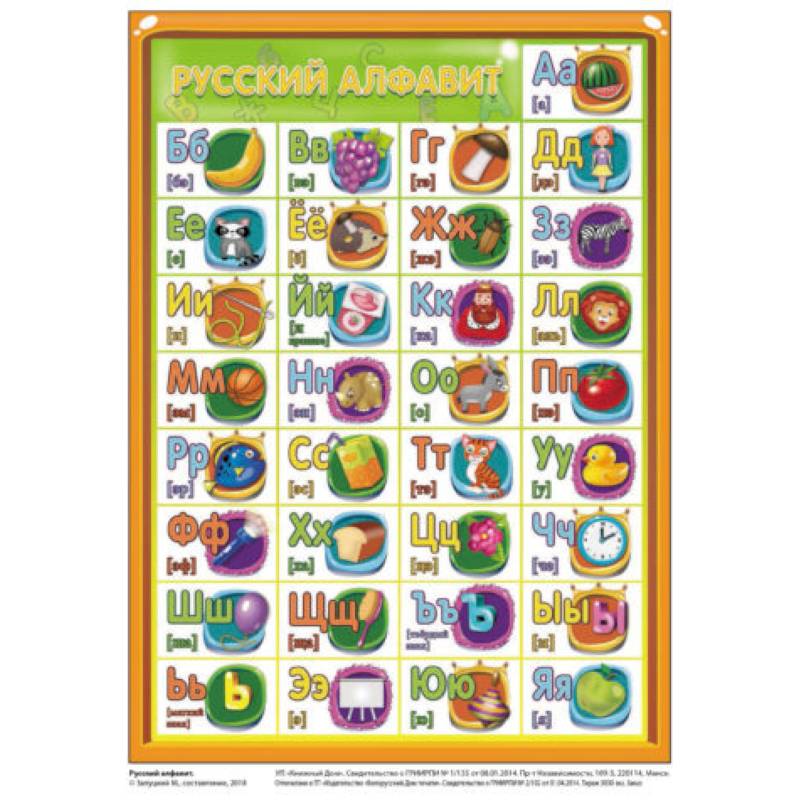 Русский алфавит. Плакат, формат А5 (2522)