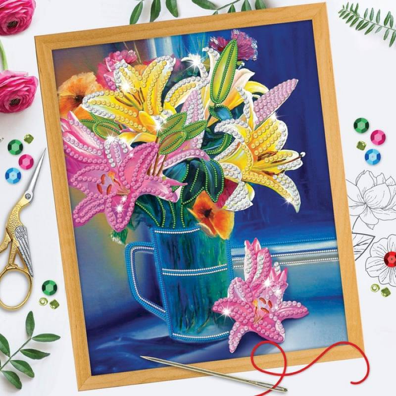 Вышивка бисером и пайетками 'Лилии', 28 x 35 см