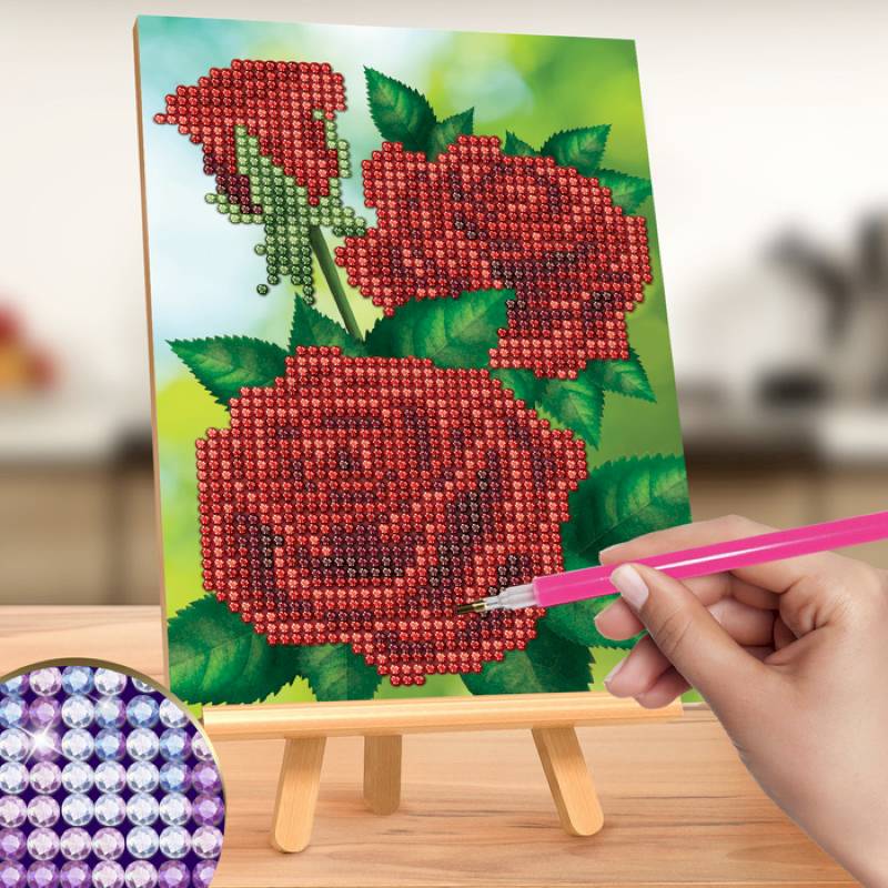 Алмазная вышивка на подставке «Розы», 13 х 19 см. Набор для творчества