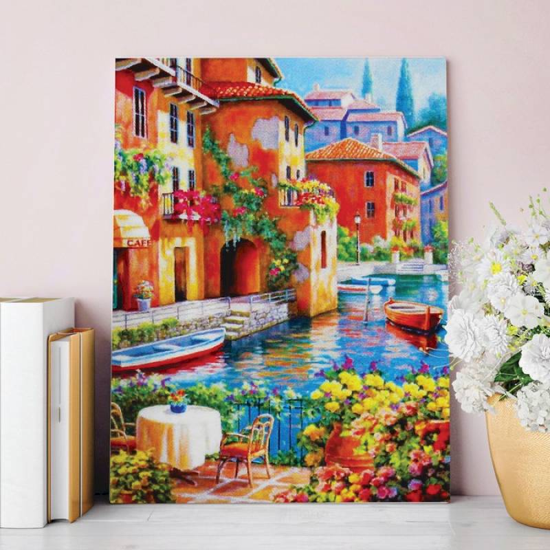 Алмазная вышивка с частичным заполнением на раме 'Лето в Италии' 30x40 см