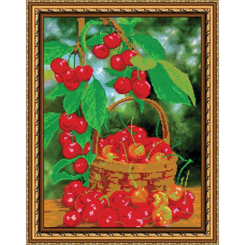 «Светлица» набор для вышивания бисером №373 «Вишенки» бисер Чехия 30x38см
