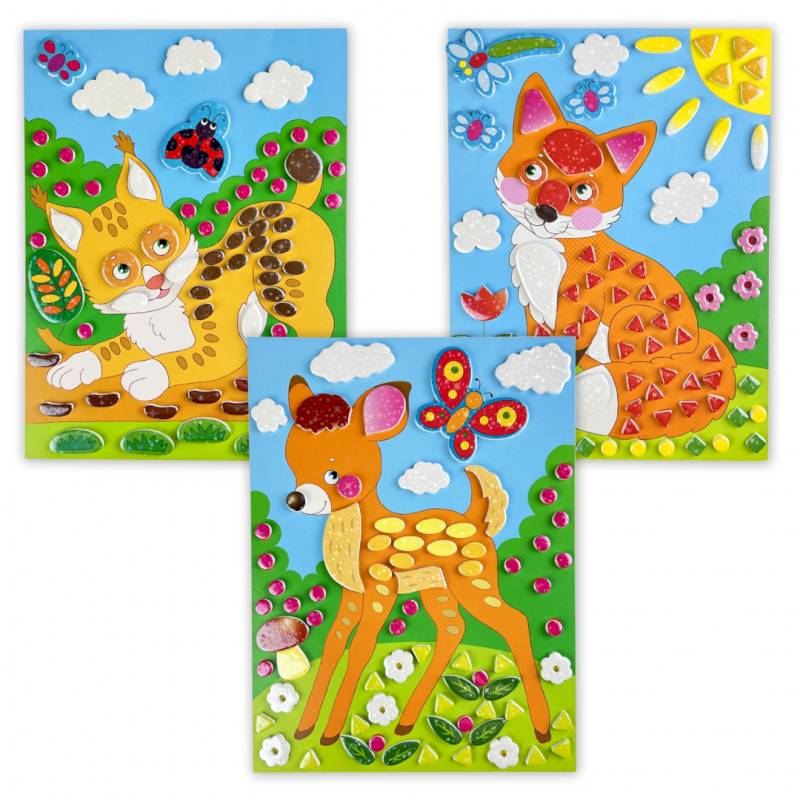 Разноцветная мозаика 3 в 1 Лисичка. Оленёнок. Рысёнок