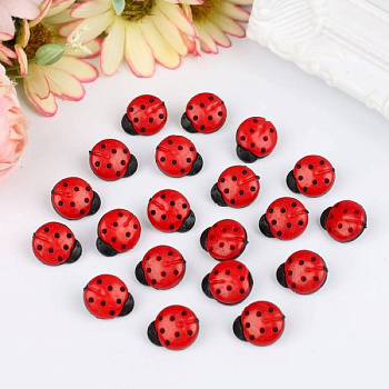 Набор пуговиц пластик 'Божья коровка', 20  шт