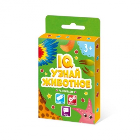 Книжки-игрушки, книга Развивающие карточки IQ УЗНАЙ ЖИВОТНОЕ,51513 купить по скидке