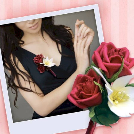 Бутоньерка из фоамирана своими руками 'Красная роза'