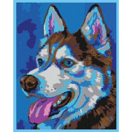'Хаски' 30x38 см набор на атласе для вышивания чешским бисером ВЛ-068П