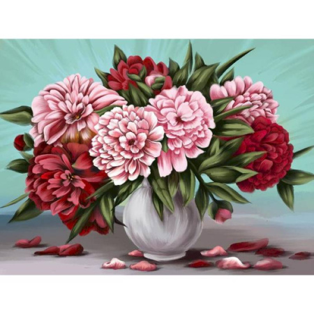 Алмазная вышивка на раме 30x40 с полным заполнением «Пионы»